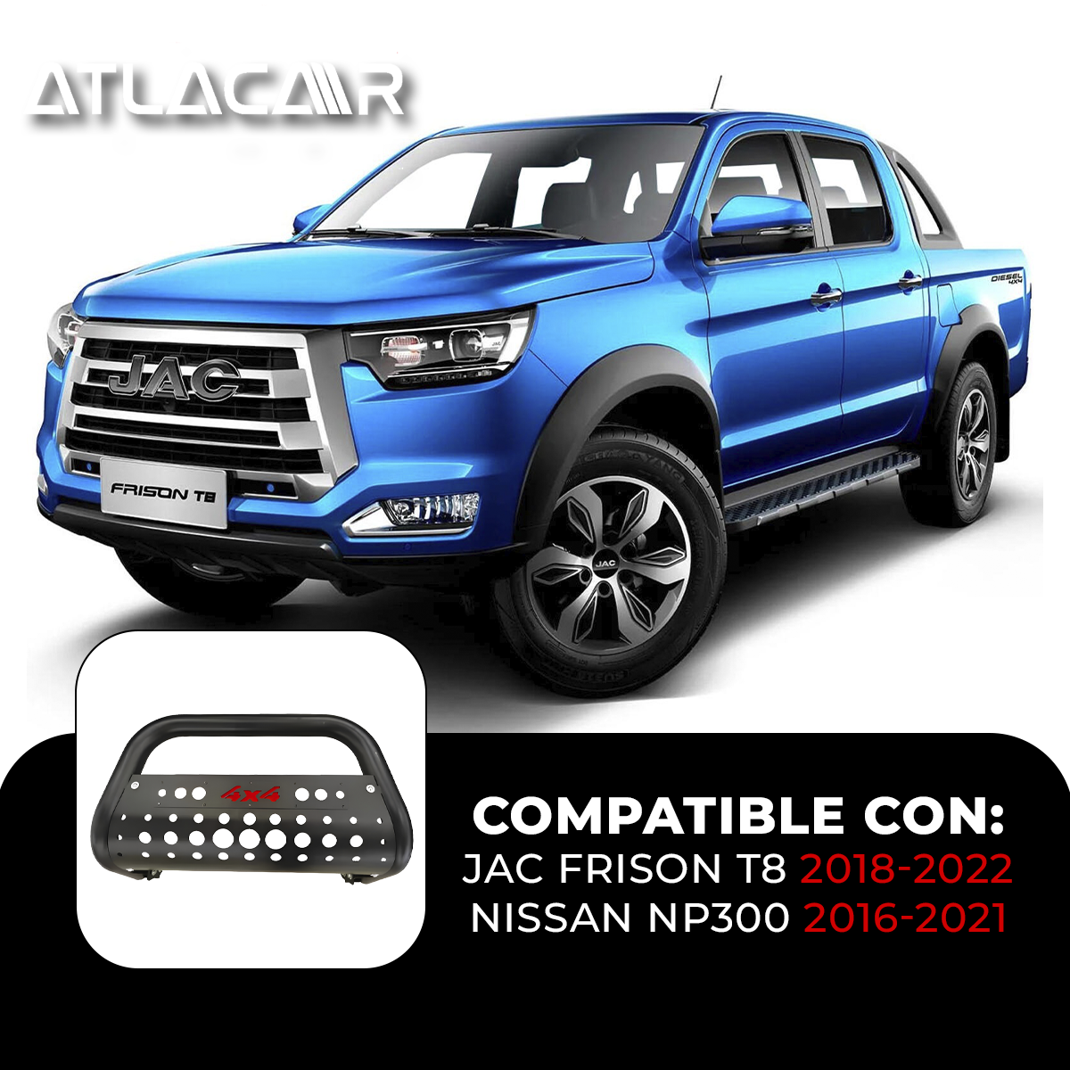 Tumbaburros De Parilla 4x4 Nissan Np300 2016-2021 Negro
