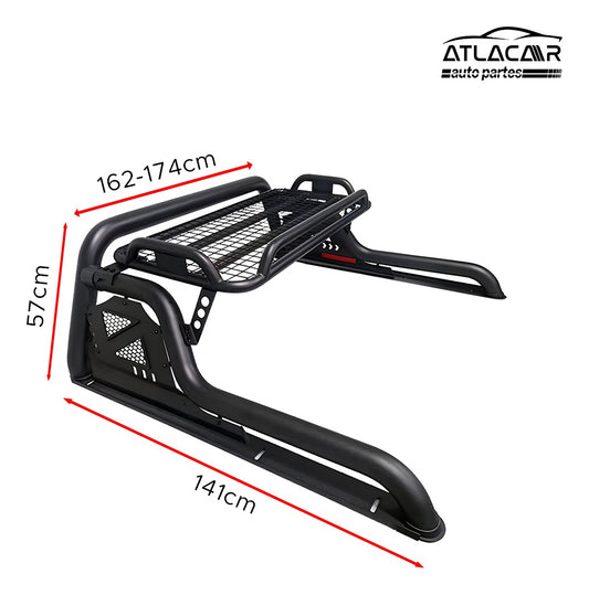 Roll Bar Chico Con Luz Led Y Parrilla Jac Frison T8 Negro