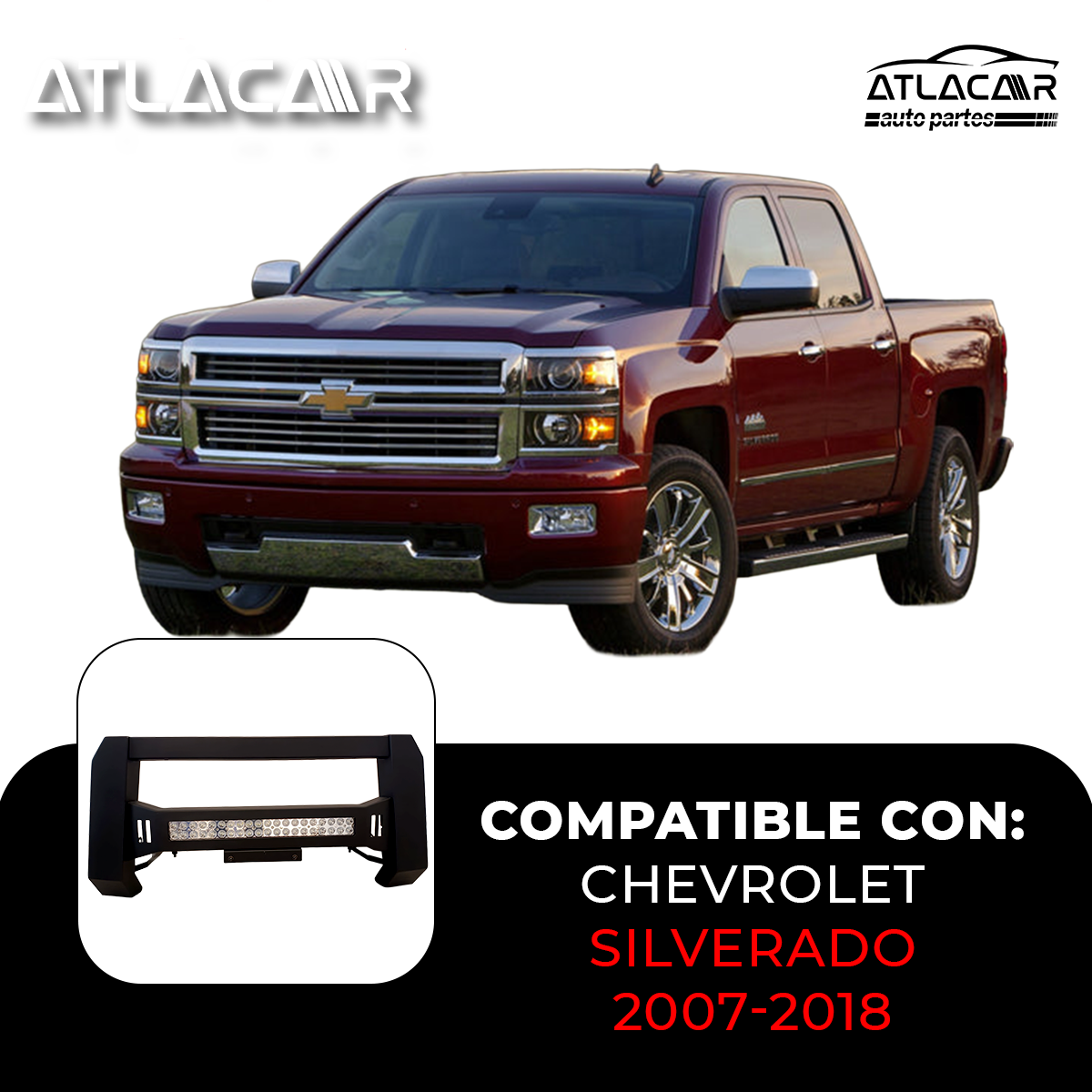 Tumbaburros Con Barra Led Chevrolet Silverado 2007-2018