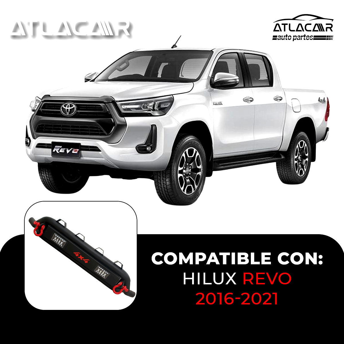 Tumbaburros Con Faros Armellas Toyota Hilux Revo 2016-2021