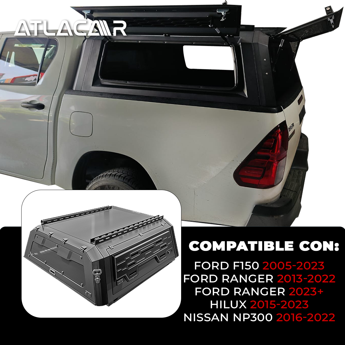 Camper Metálico Para Camioneta Ford Ranger 2023+ Negro