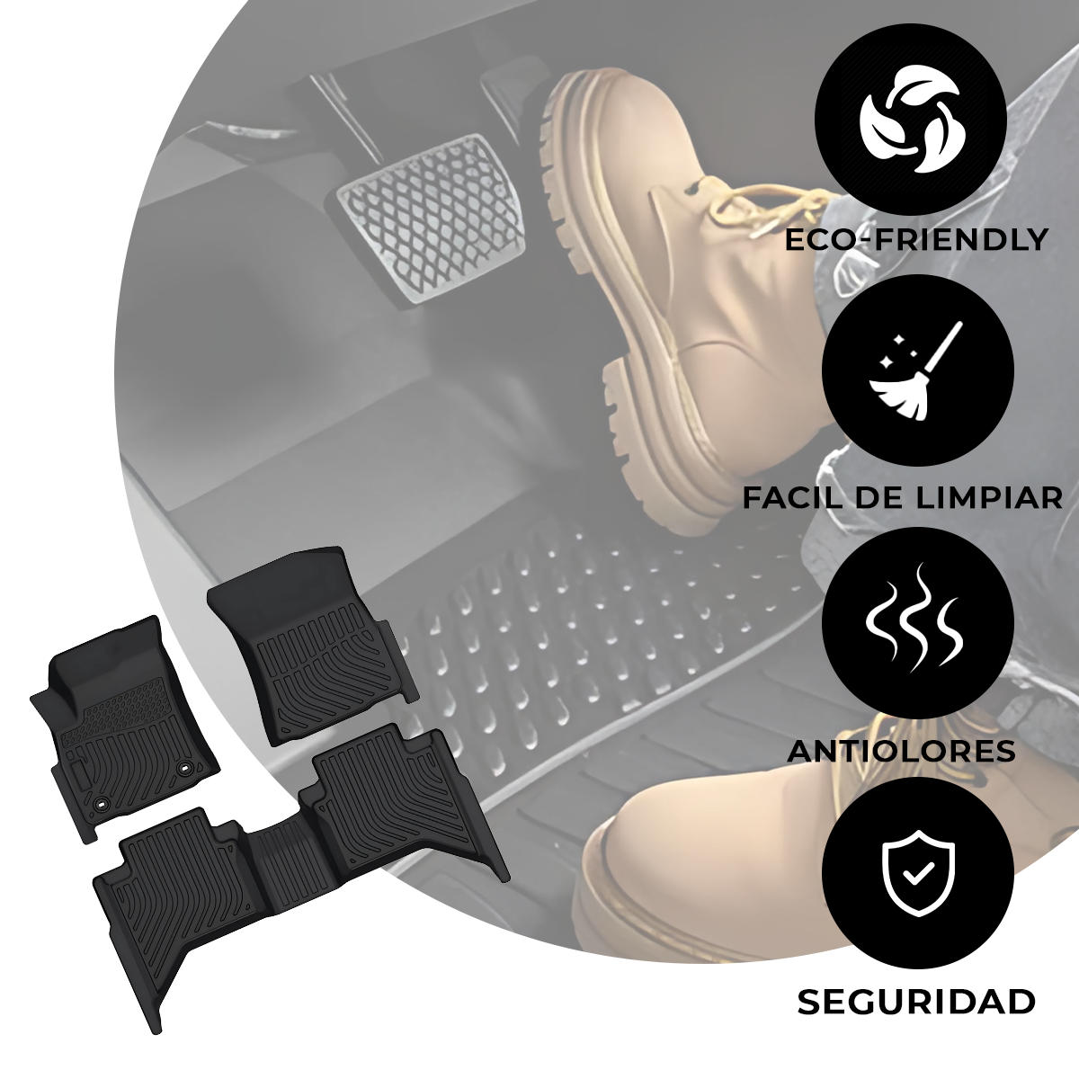 Juego De Tapetes Para Auto Uso Rudo Hilux Revo 2015-2024