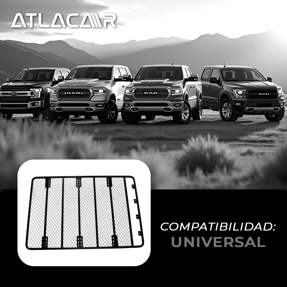 Roof Rack Universal Para Camioneta Negro 180x125cm