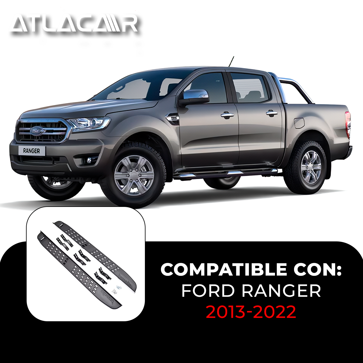 Estribos Antiderrapantes Ford Ranger 2013-2022 Negro