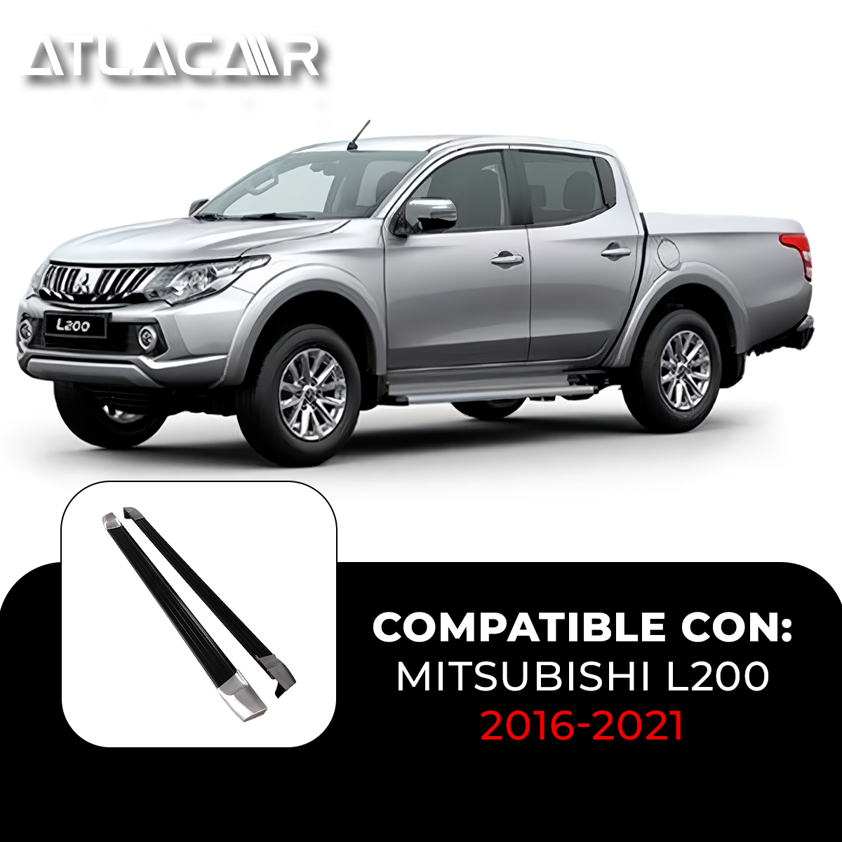 Estribos Antiderrapante Mitsubishi L200 2016-2021 Negro