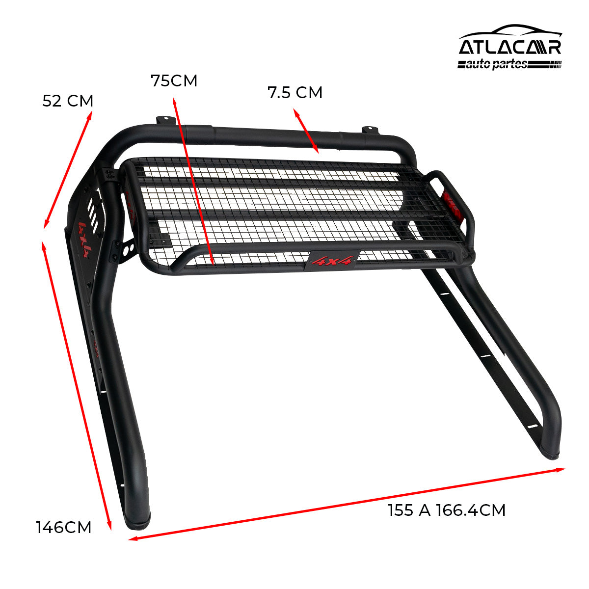 Roll Bar Grande Canastilla 4x4 Negro Dodge Ram 2500
