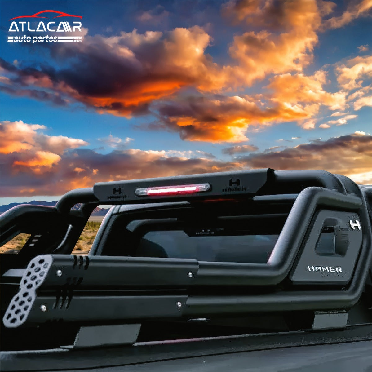 Roll Bar Con Freno Led /pasamanos B Toyota Hilux Negro