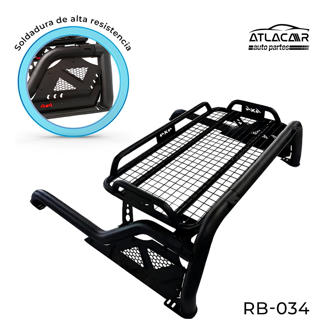 Roll Bar Chico Con Luz Led Y Parrilla Isuzu D-max Negro