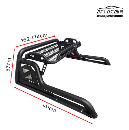 Roll Bar Chico Con Luz Led Y Parrilla Jac Frison T8 Negro