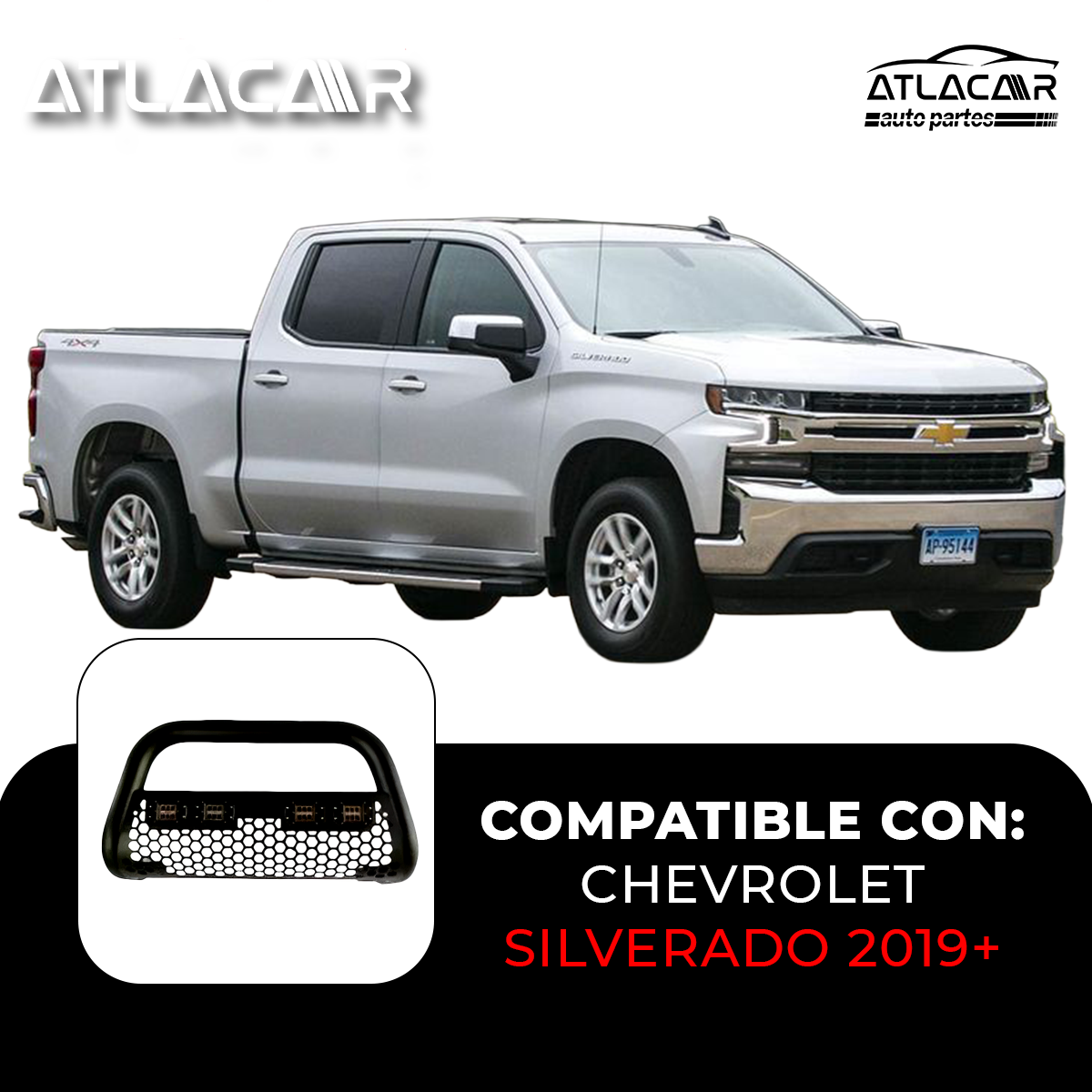 Tumbaburros Con Faros Led Chevrolet Silverado 2019+