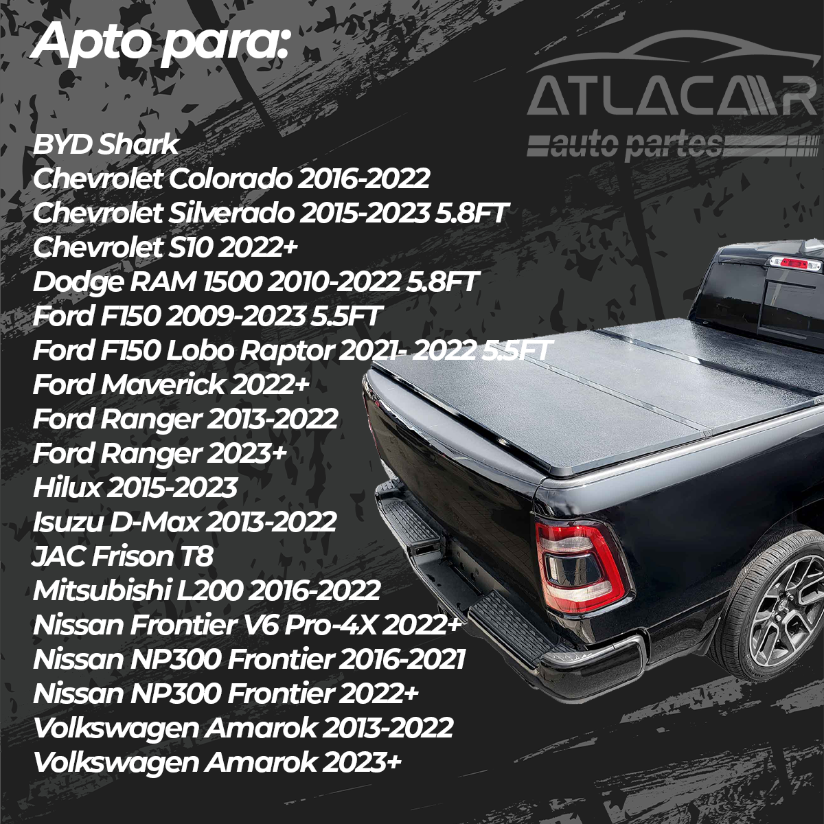 Tapa Rígida Triptica Con Luz Chevrolet S10 2022+