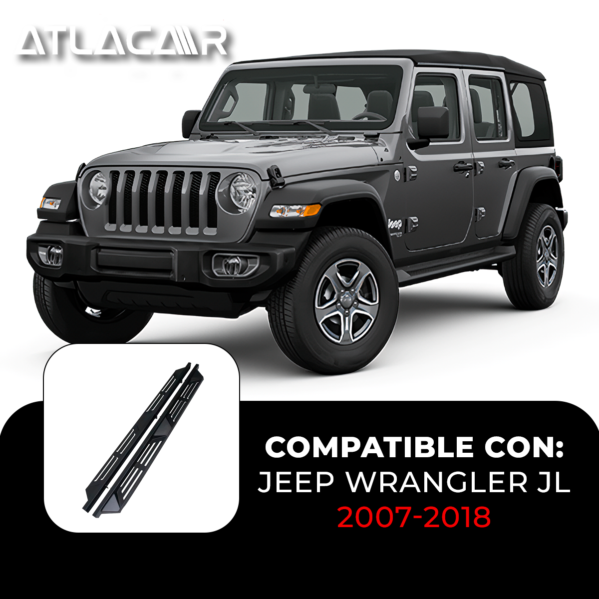 Estribos Antiderrapantes Jeep Wrangler Jl 2007-2018 Negro