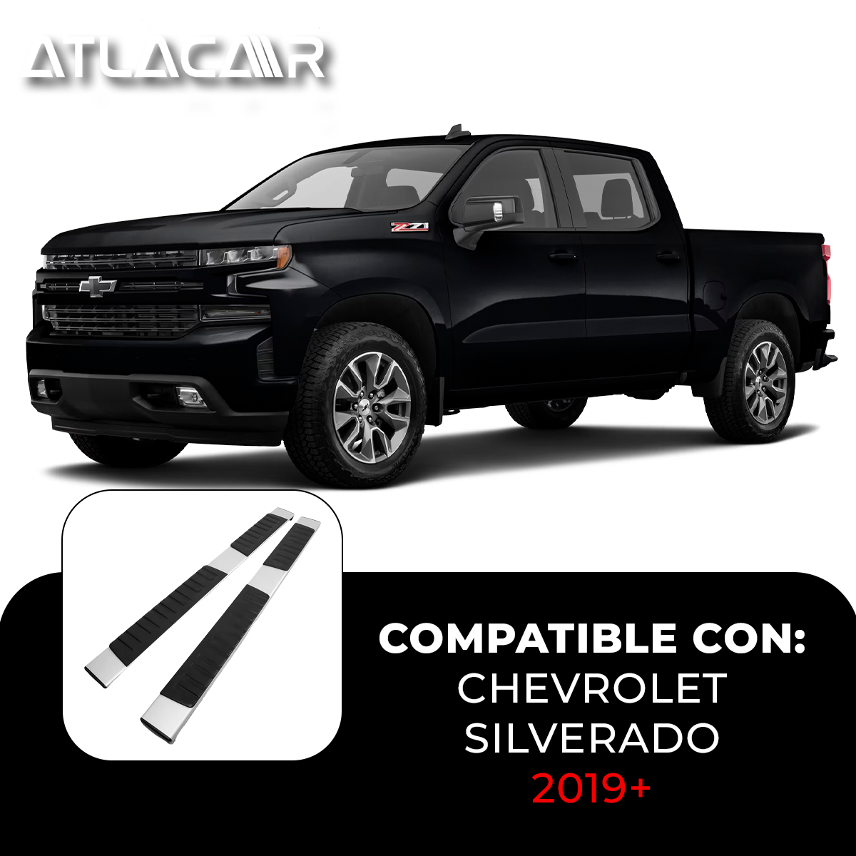Estribos Para Chevrolet Silverado 2007-2018 Negro