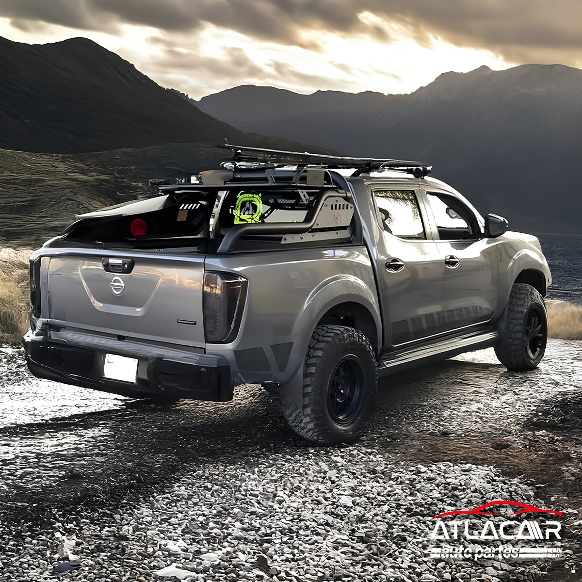 Roll Bar Chico Con Luz Led Y Parrilla Toyota Hilux Negro